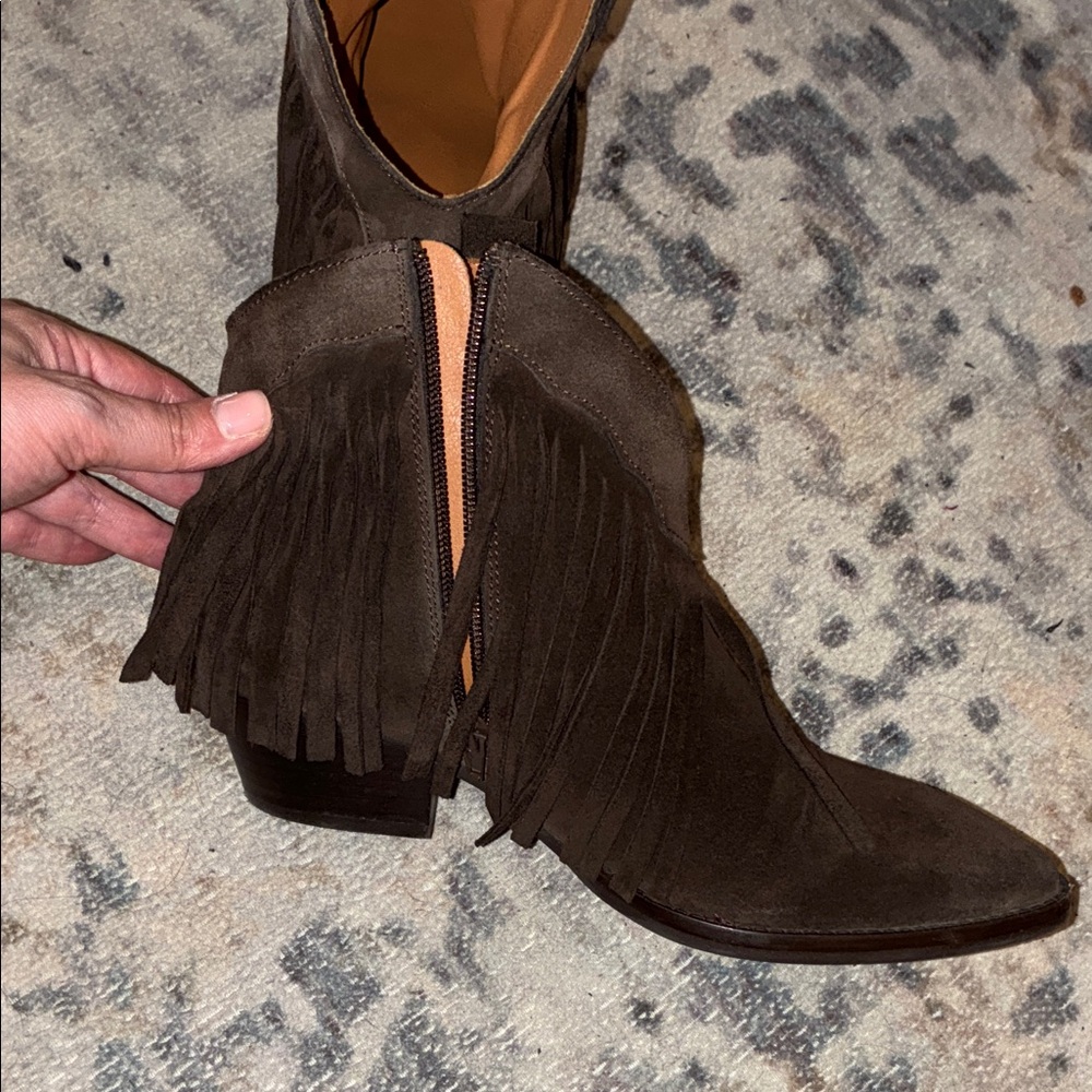 Seychelles Dark Brown Fringe Ankle Booties